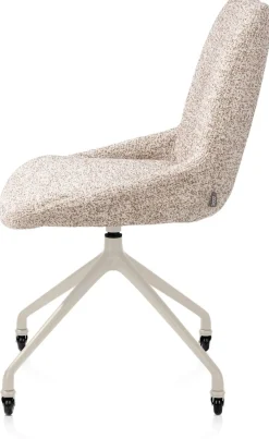 XOOON Mats, eetkamerstoel - wielen - creme - Luton - koper^ Eetkamerstoelen