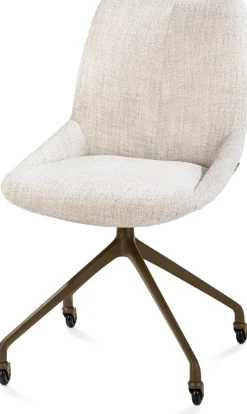 XOOON Mats, eetkamerstoel - wielen - steelbrown - Luton - Creme^ Eetkamerstoelen