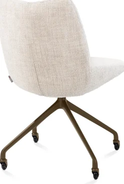 XOOON Mats, eetkamerstoel - wielen - steelbrown - Luton - Creme^ Eetkamerstoelen