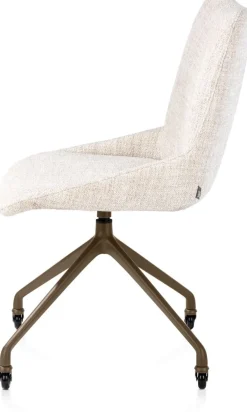 XOOON Mats, eetkamerstoel - wielen - steelbrown - Luton - Creme^ Eetkamerstoelen