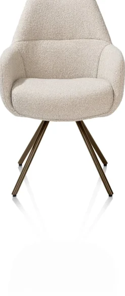 XOOON Mavis, armstoel met draaifunctie, incl. pocket, stof Cloudy, frame steel brown - beige^ Armstoelen