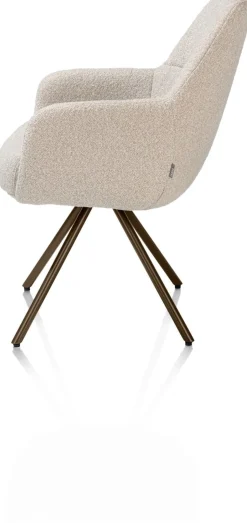 XOOON Mavis, armstoel met draaifunctie, incl. pocket, stof Cloudy, frame steel brown - beige^ Armstoelen