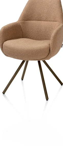 XOOON Mavis, armstoel met draaifunctie, incl. pocket, stof Cloudy, frame steel brown - Okergeel^ Armstoelen