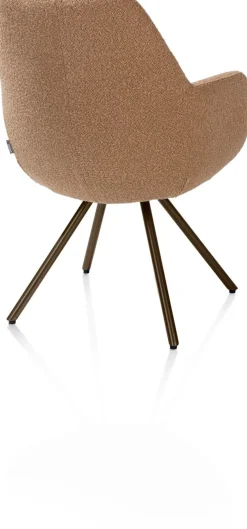 XOOON Mavis, armstoel met draaifunctie, incl. pocket, stof Cloudy, frame steel brown - Okergeel^ Armstoelen