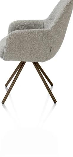 XOOON Mavis, armstoel met draaifunctie, incl. pocket, stof Cloudy, frame steel brown - Olijf^ Armstoelen