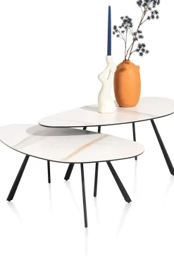 XOOON Montello hoge salontafel met keramiek blad 94x49cm^ Bijzettafel Sets|Salontafels