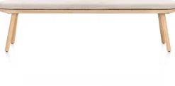 XOOON Niora, bank 200x43cm - massief eiken - houten pootjes - inclusief kussen^ Eetkamerbanken|Eetkamerstoelen