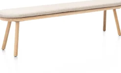 XOOON Niora, bank 200x43cm - massief eiken - houten pootjes - inclusief kussen^ Eetkamerbanken|Eetkamerstoelen