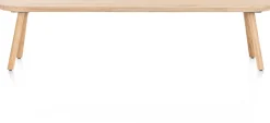 XOOON Niora, bank 200x43cm - massief eiken - houten pootjes - inclusief kussen^ Eetkamerbanken|Eetkamerstoelen
