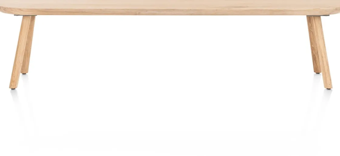 XOOON Niora, bank 200x43cm - massief eiken - houten pootjes - inclusief kussen^ Eetkamerbanken|Eetkamerstoelen