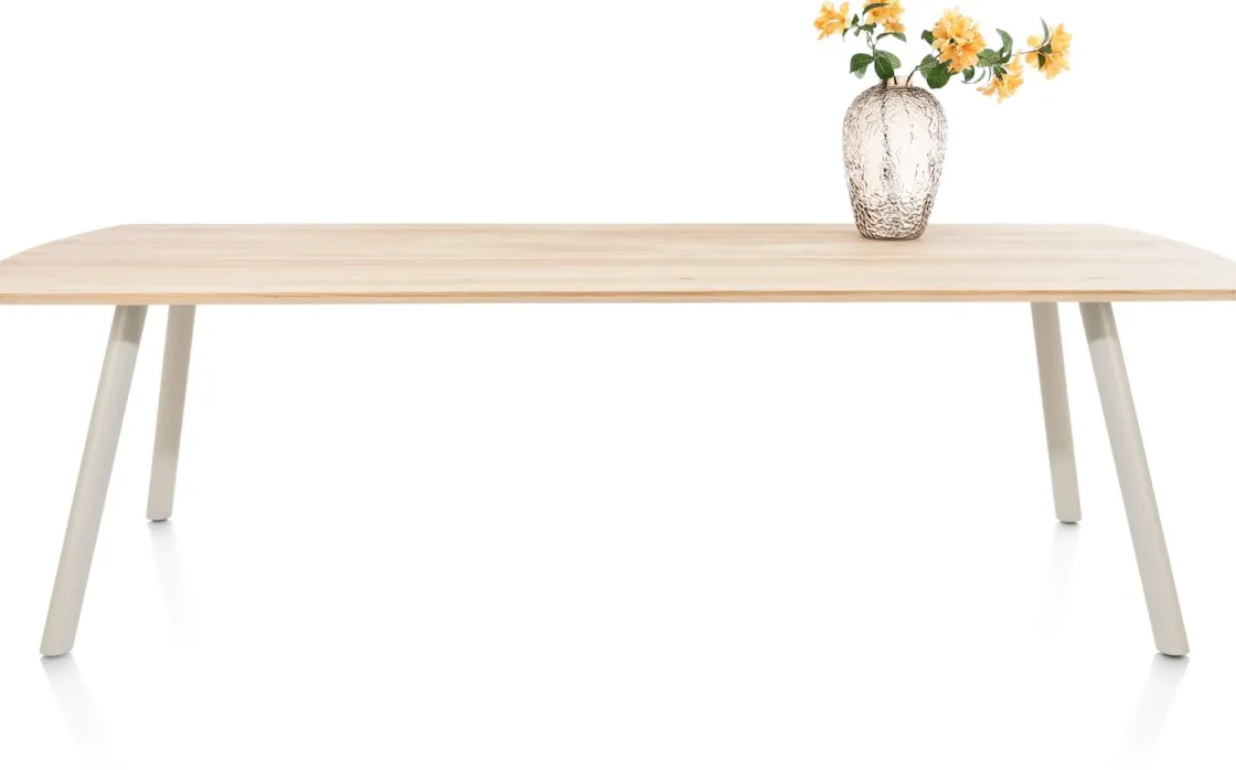 XOOON NIORA eetkamertafel 270 x 100 cm - rechthoek - zijdegrijs^ Tafelconfigurator|Eettafels