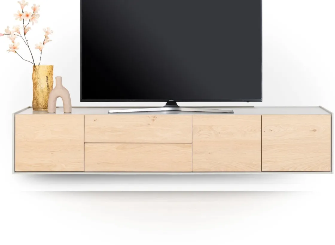 XOOON NIORA lowboard 210 cm - 3-deuren + 2-laden - naturel eiken^ Tv-Meubelen|Dressoirs