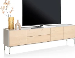 XOOON NIORA lowboard 210 cm - 3-deuren + 2-laden - naturel eiken^ Tv-Meubelen|Dressoirs