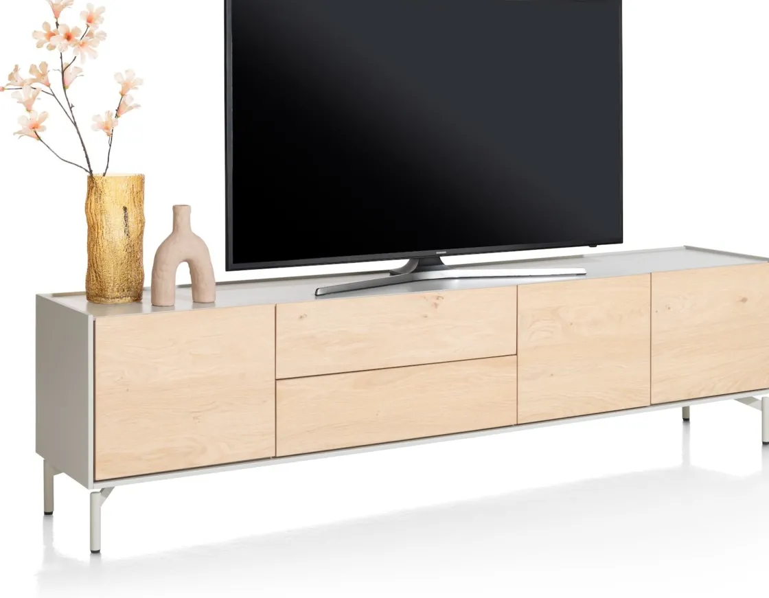 XOOON NIORA lowboard 210 cm - 3-deuren + 2-laden - naturel eiken^ Tv-Meubelen|Dressoirs
