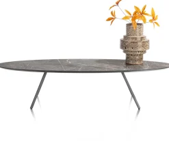 XOOON NIORA salontafel 150 x 50 cm - HPL marmer licht grijs - grafiet^ Salontafels|Tafelconfigurator