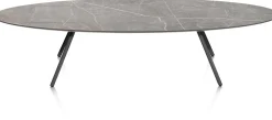 XOOON NIORA salontafel 150 x 50 cm - HPL marmer licht grijs - grafiet^ Salontafels|Tafelconfigurator