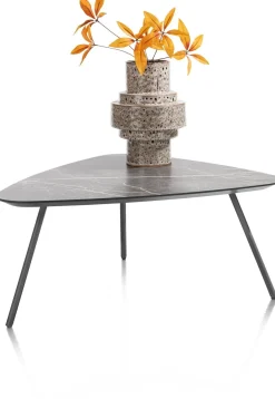 XOOON NIORA salontafel 85 x 77 cm - HPL marmer licht grijs - grafiet^ Salontafels|Tafelconfigurator