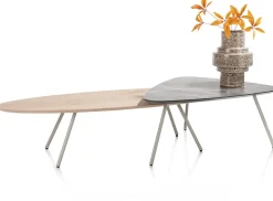 XOOON NIORA salontafel 150 x 50 cm - eiken fineer - zijdegrijs^ Salontafels|Tafelconfigurator