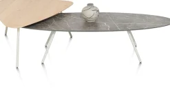 XOOON NIORA salontafel 150 x 50 cm - HPL marmer licht grijs^ Salontafels|Tafelconfigurator