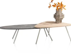 XOOON NIORA salontafel 150 x 50 cm - HPL marmer licht grijs^ Salontafels|Tafelconfigurator