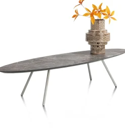 XOOON NIORA salontafel 150 x 50 cm - HPL marmer licht grijs^ Salontafels|Tafelconfigurator