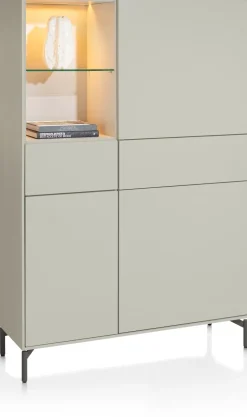 XOOON NOON bergkast 120 cm - 3-deuren + 2-laden (+ LED) - zijdegrijs^ Bergkasten