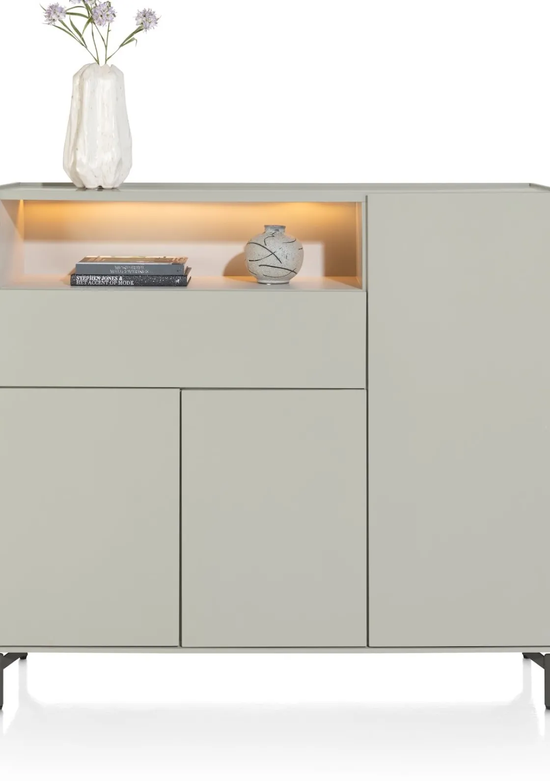 XOOON NOON dressette 148 cm - 3-deuren + 1-lade + 1-niche (+ LED)^ Bergkasten