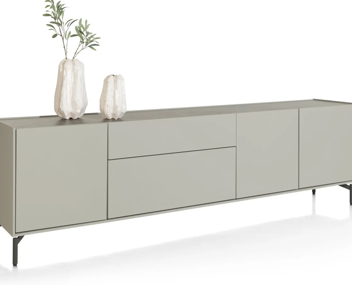 XOOON NOON dressoir 240 cm - 3-deuren + 2-laden - lichtgrijs^ Dressoirs