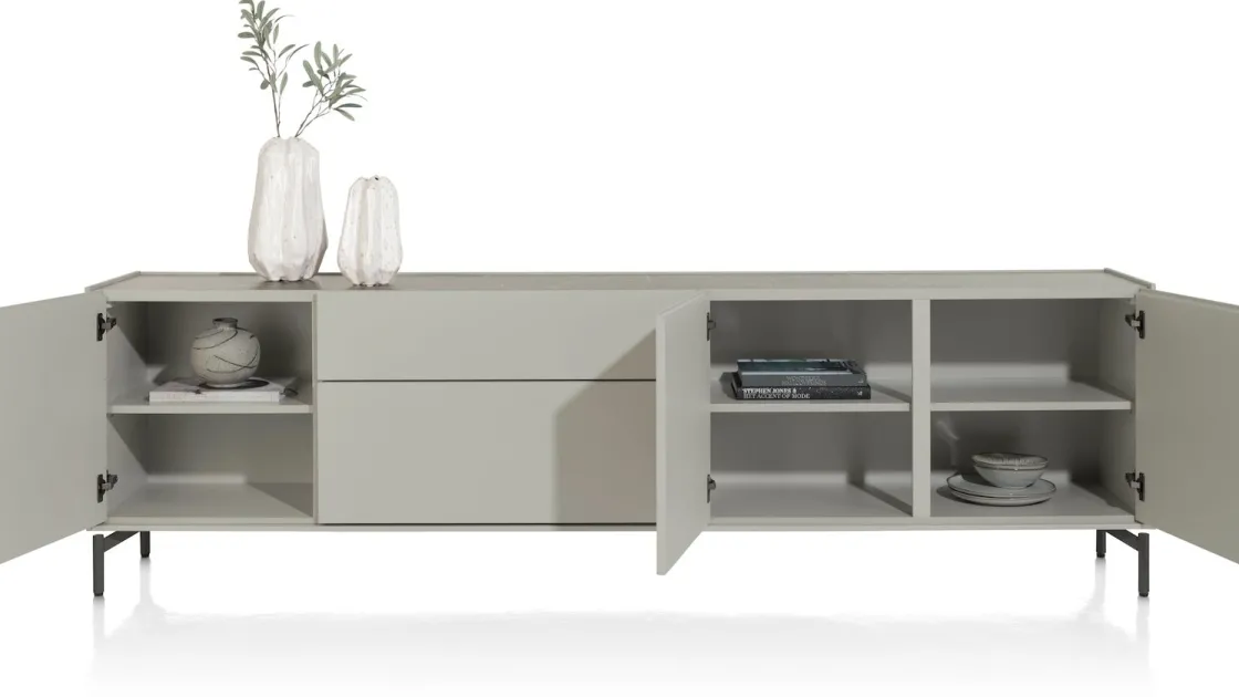 XOOON NOON dressoir 240 cm - 3-deuren + 2-laden - lichtgrijs^ Dressoirs