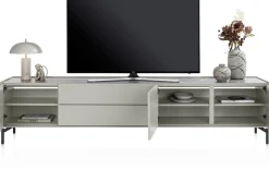XOOON Noon, lowboard 240 cm - 3-deuren + 2-laden - bovenblad in HPL light grey^ Tv-Meubelen|Dressoirs