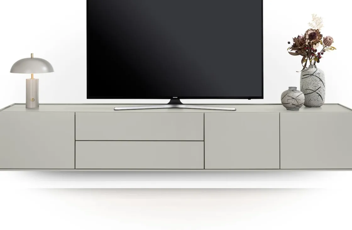 XOOON Noon, lowboard 240 cm - 3-deuren + 2-laden - geheel silk grey^ Tv-Meubelen|Dressoirs