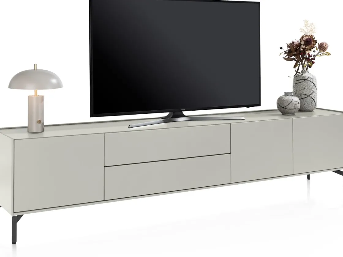 XOOON Noon, lowboard 240 cm - 3-deuren + 2-laden - geheel silk grey^ Tv-Meubelen|Dressoirs