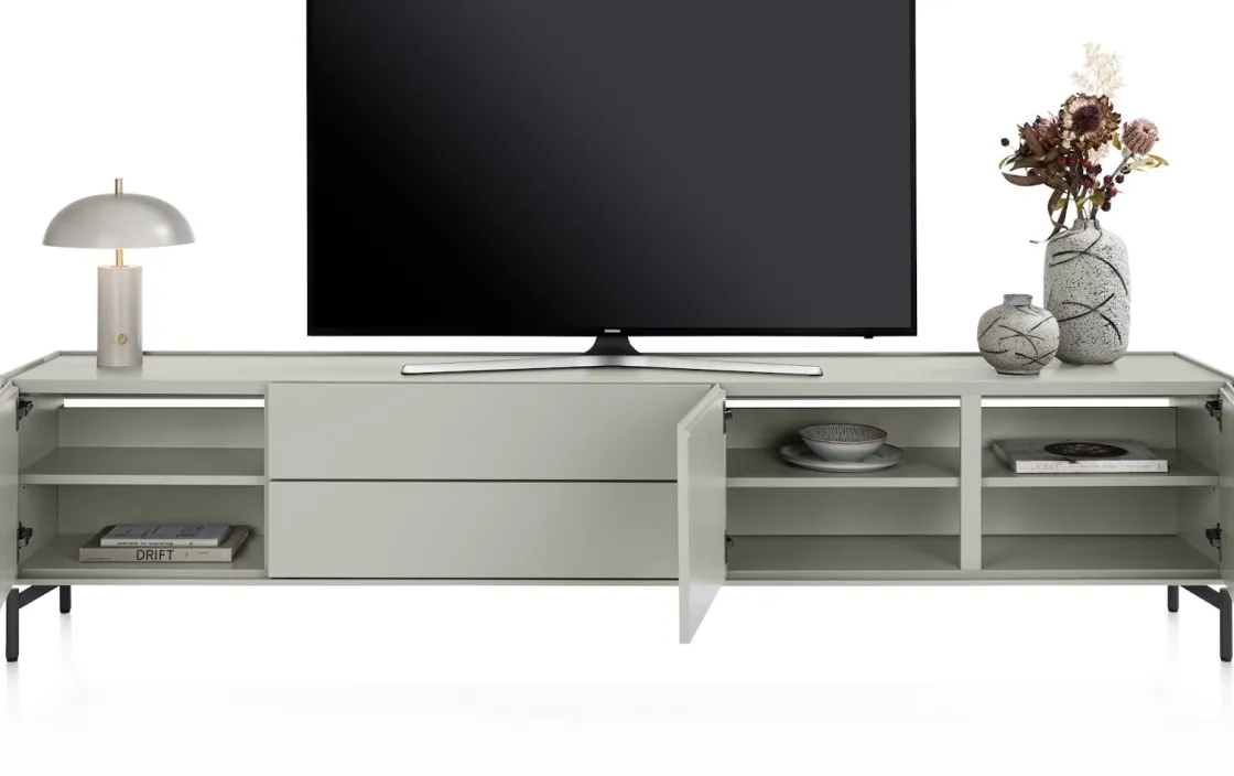 XOOON Noon, lowboard 240 cm - 3-deuren + 2-laden - geheel silk grey^ Tv-Meubelen|Dressoirs