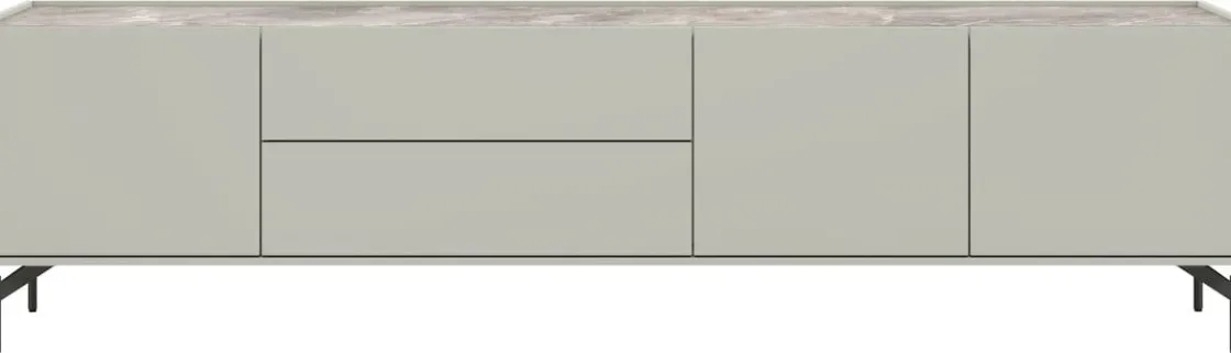 XOOON NOON lowboard 210 cm - 3-deuren + 2-laden - lichtgrijs^ Tv-Meubelen|Dressoirs