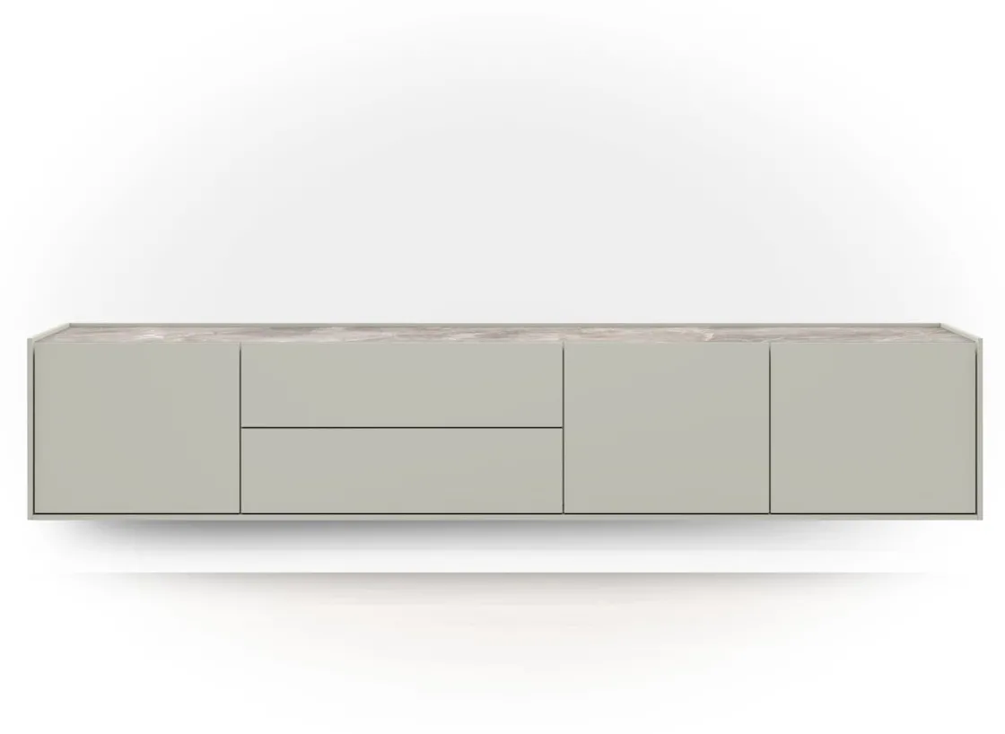 XOOON NOON lowboard 210 cm - 3-deuren + 2-laden - lichtgrijs^ Tv-Meubelen|Dressoirs
