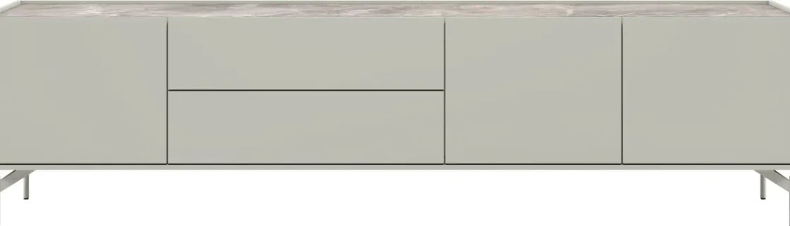 XOOON NOON lowboard 210 cm - 3-deuren + 2-laden - lichtgrijs^ Tv-Meubelen|Dressoirs