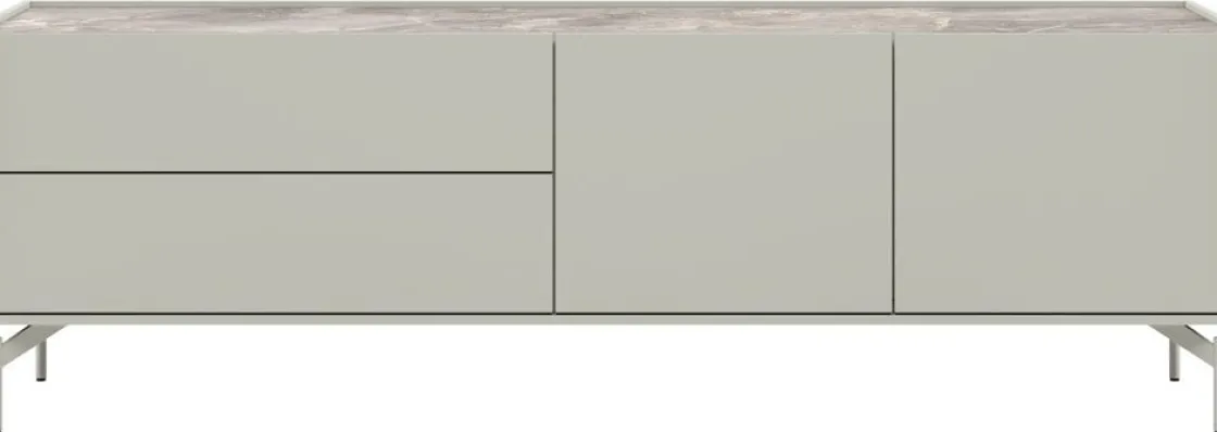XOOON NOON lowboard 170 cm - 2-deuren + 2-laden - lichtgrijs^ Tv-Meubelen|Dressoirs