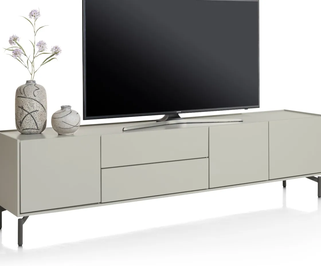 XOOON NOON lowboard 210 cm - 3-deuren + 2-laden - zijdegrijs^ Tv-Meubelen|Dressoirs