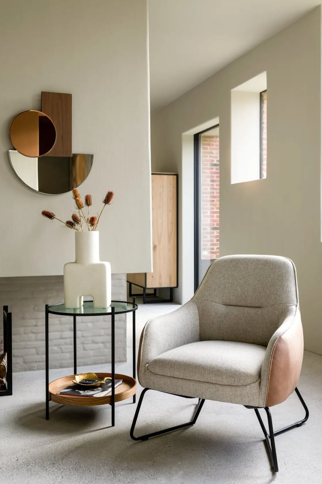 XOOON Oviedo fauteuil met combistof en lage rug^ Leren Fauteuils|Stoffen Fauteuils