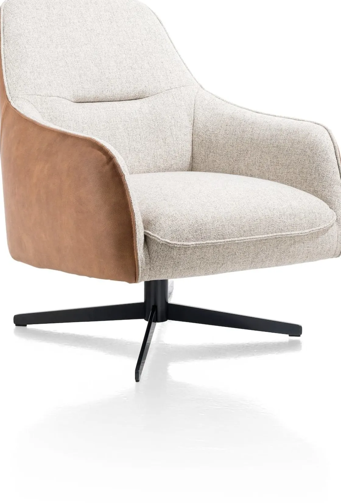 XOOON Oviedo fauteuil met combistof en lage rug^ Leren Fauteuils|Stoffen Fauteuils
