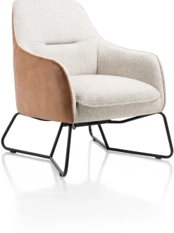 XOOON Oviedo fauteuil met combistof en lage rug^ Leren Fauteuils|Stoffen Fauteuils