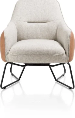 XOOON Oviedo fauteuil met combistof en lage rug^ Leren Fauteuils|Stoffen Fauteuils