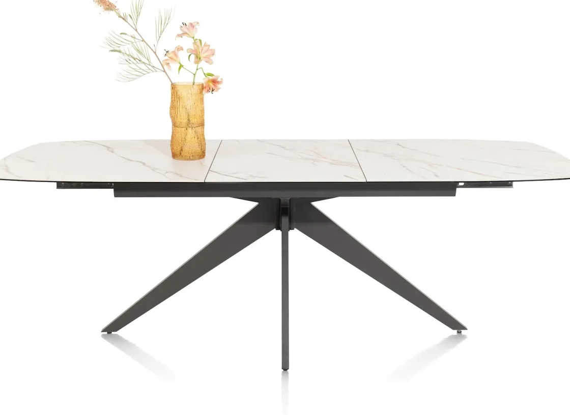 XOOON PADOVA uitschuiftafel 180 (+ 60) x 90 cm - keramiek op glas - wit^ Tafelconfigurator|Uitschuiftafels