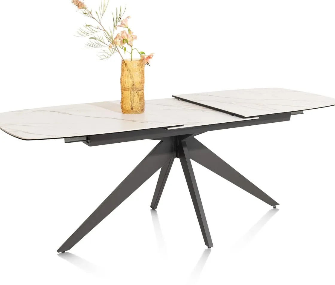 XOOON PADOVA uitschuiftafel 180 (+ 60) x 90 cm - keramiek op glas - wit^ Tafelconfigurator|Uitschuiftafels
