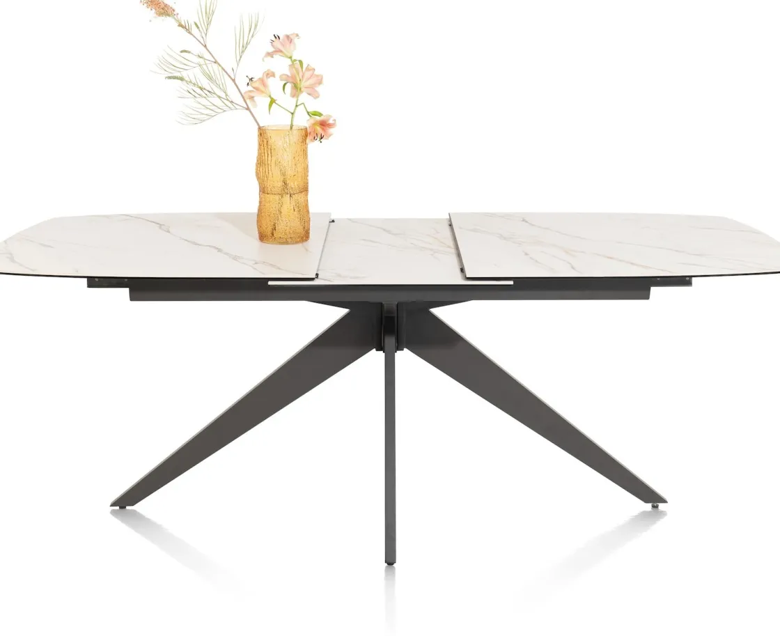 XOOON PADOVA uitschuiftafel 180 (+ 60) x 90 cm - keramiek op glas - wit^ Tafelconfigurator|Uitschuiftafels
