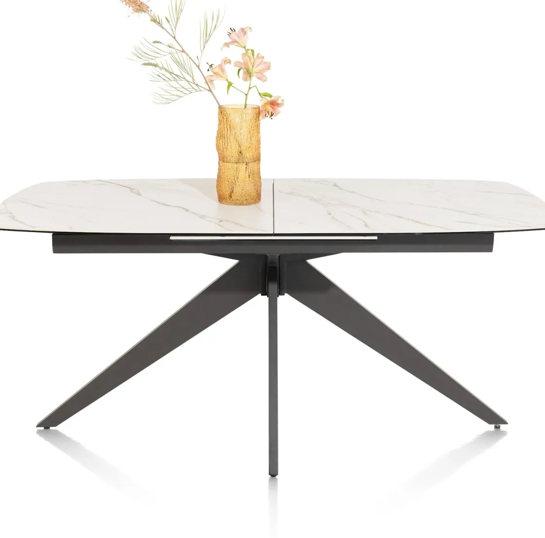 XOOON PADOVA uitschuiftafel 180 (+ 60) x 90 cm - keramiek op glas - wit^ Tafelconfigurator|Uitschuiftafels