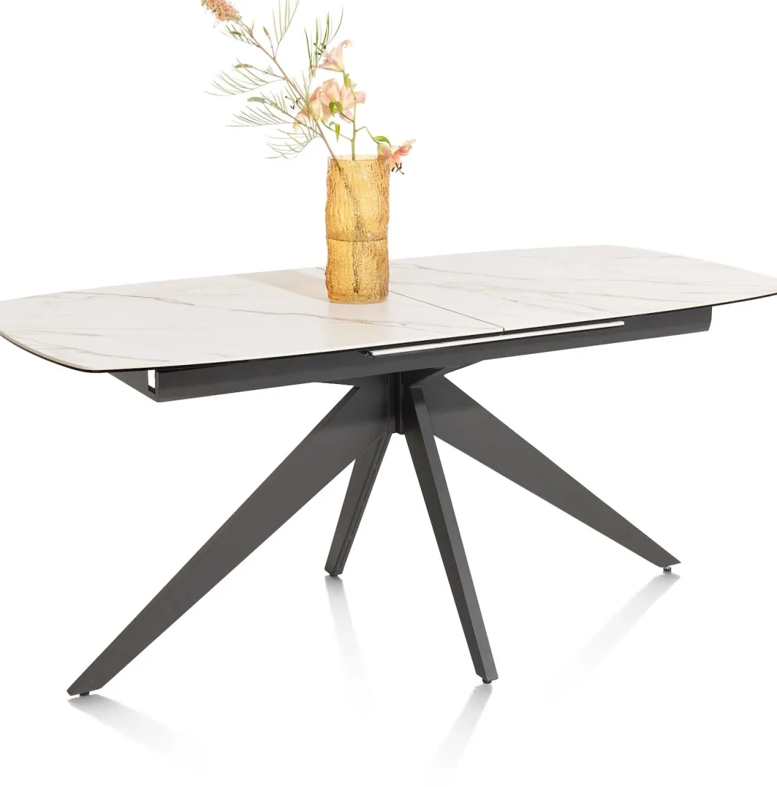 XOOON PADOVA uitschuiftafel 180 (+ 60) x 90 cm - keramiek op glas - wit^ Tafelconfigurator|Uitschuiftafels