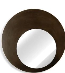 XOOON Pelle spiegel XL D80cm in de kleur Bruin - COCOmaison^ Wanddecoraties|Woonaccessoires
