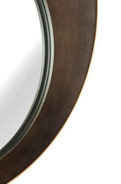 XOOON Pelle spiegel XL D80cm in de kleur Bruin - COCOmaison^ Wanddecoraties|Woonaccessoires
