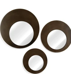 XOOON Pelle spiegel XL D80cm in de kleur Bruin - COCOmaison^ Wanddecoraties|Woonaccessoires